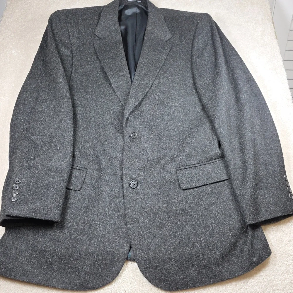 S&K Famous Brands Tailors Row Luxe Blazer Mens 42R Gray Pure Camel Hair 2-Button
